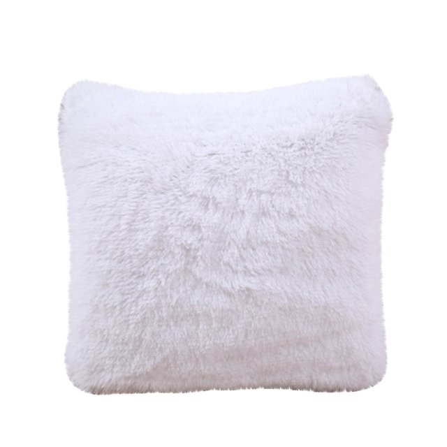 Short plush throw pillow cover sofa cushion in solid white color, designed for home décor. Made of soft short plush material, providing a comfortable and cozy texture. Suitable for use on beds, sofas, living rooms, offices, and more. Measures 43x43cm.