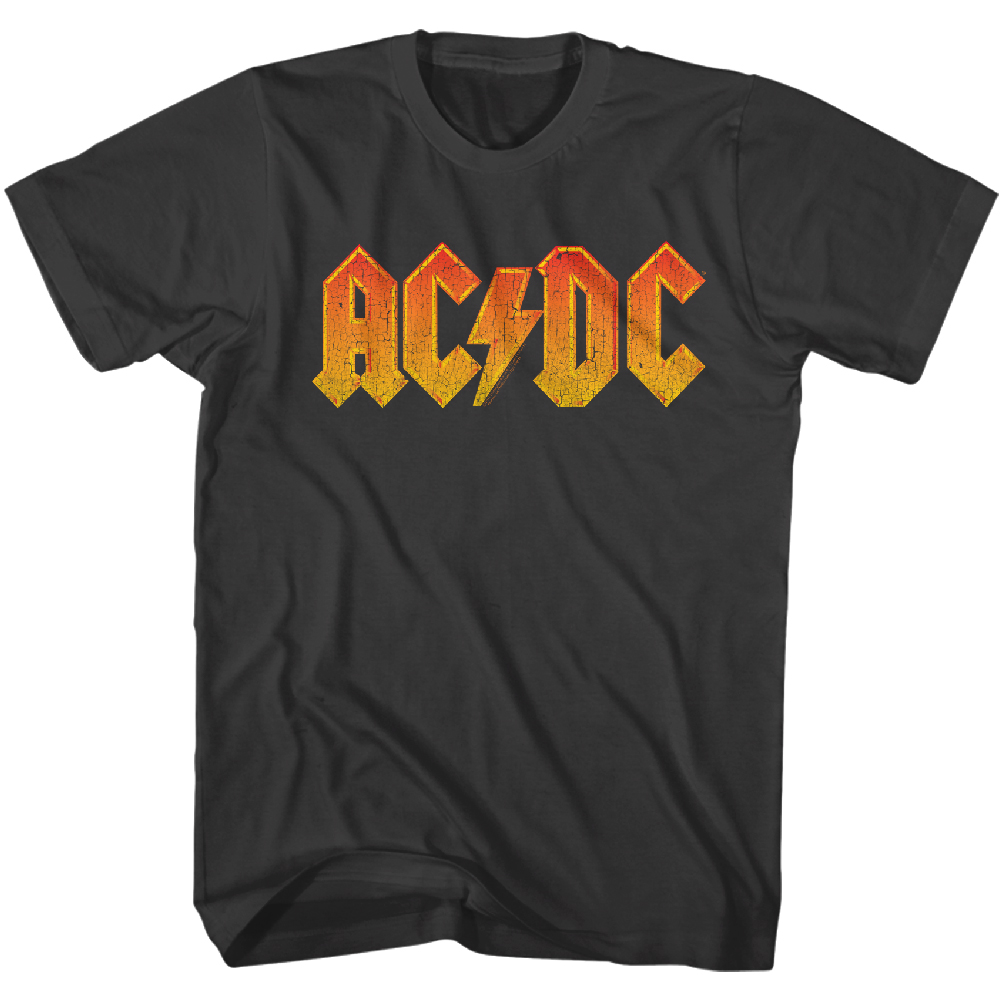 AC/DC Hard Rock Band Music Group Orange Distressed Logo Adult T-Shirt Tee