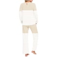 thumbnail image 4 of Yuyuzo Ensembles de Pyjama pour Femmes 2 Pcs Rayé Manches Longues Col Rond T-Shirts Pantalons de Détente avec Poches, 4 of 6