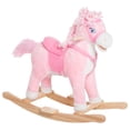 thumbnail image 1 of Qaba Kids Plush Rocking Horse Child Ride On Toy Rocker with Realistic Sounds Pink, 1 of 10