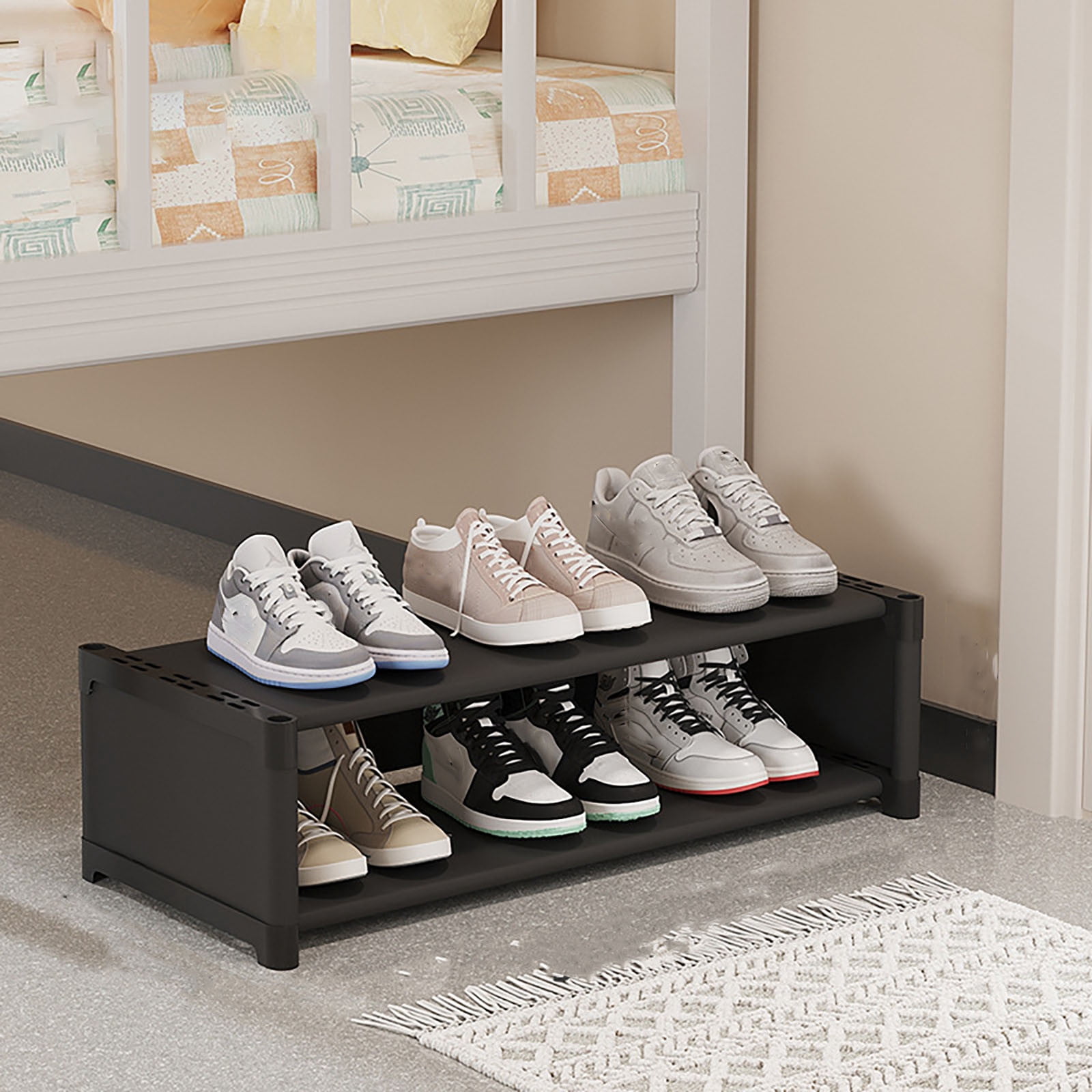 Wzzjkit Shoe Rack for Closet, Dormitory Shoe Rack Easy Storage Bed Storage Artifact Multi-layer Household Table Bottom Small Narrow Shoe Cabinet, Shoe Rack
