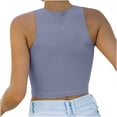 thumbnail image 4 of Débardeur Ichuanyi pour Femmes, Haut Décontracté Sans Manches Uni à Col Rond pour Femmes, Chemisier Court Gilet, 4 of 5