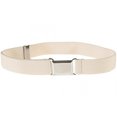 thumbnail image 1 of Kids Elastic Adjustable Strech Belt With Silver Square Buckle - Off White, 1 of 4