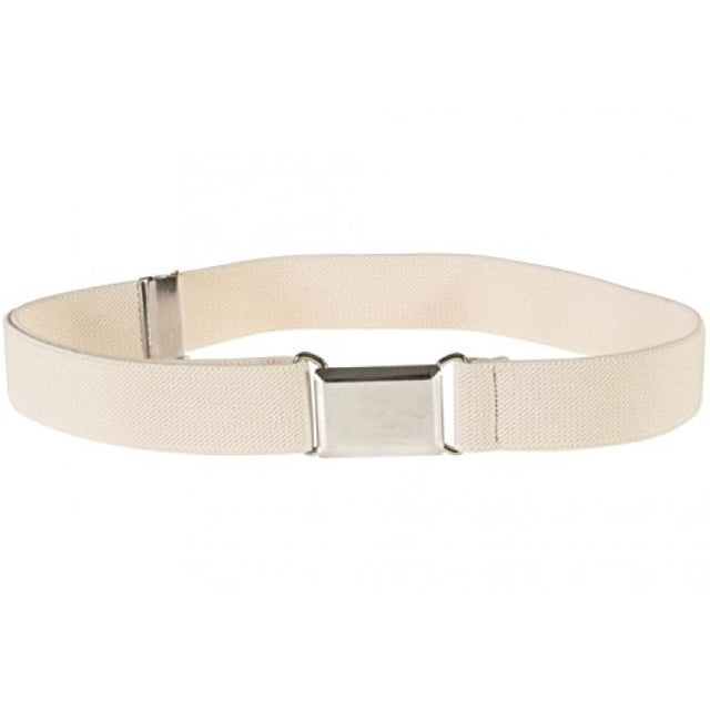 Kids Elastic Adjustable Strech Belt With Silver Square Buckle - Off White