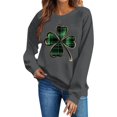 thumbnail image 3 of SDNall Chandail à Manches Longues pour Femmes, Imprimé Trèfle de la Saint-Patrick, Tunique Décontractée Ample à Col en V, 3 of 6