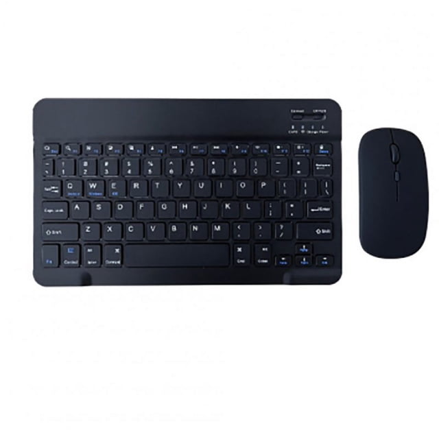 Ensemble de Clavier Bluetooth Sans Fil Portable Mouse pour Android Ios Windows Téléphone Tablette Noir 10 Pouces