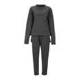 thumbnail image 3 of Besolor Womens Sweatsuits 2 Piece Outfits Crewneck Split Pullover Sweatshirt and Drawstring Sweatpants Tracksuit Lounge Sets, 3 of 4