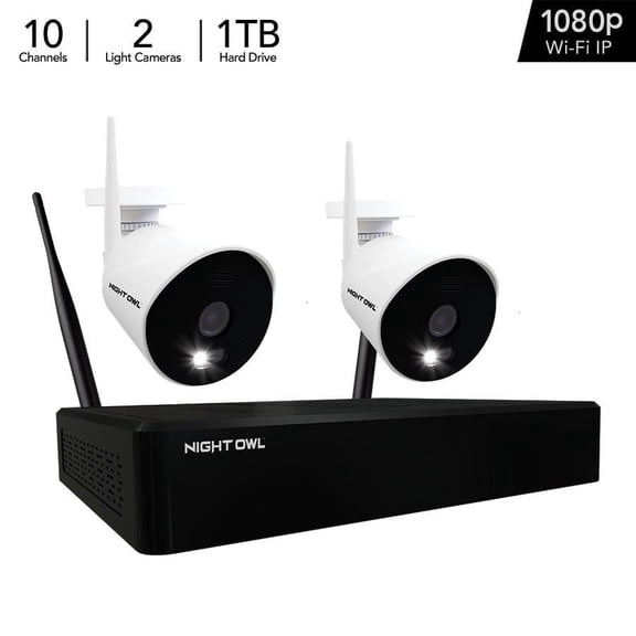 Night Owl 10 Channel 1080p Smart Security System with 1TB Hard Drive and 2 1080p Wi-Fi IP Spotlight Cameras
