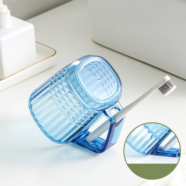ABPWLY High Grade Transparent Imitation Crystal Toothbrush Cup with Holder for Bathroom Counter Hotel Style Modern Design