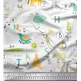thumbnail image 1 of Soimoi Poly Georgette Fabric Alphabets,Birds & Animals Kids Fabric Prints By Yard 52 Inch Wide, 1 of 1