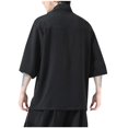 thumbnail image 2 of ameIAEA Mens Short/Half Sleeve Solid Color Basic Tee Tops Summer Casual Loose Beach Shirts, 2 of 3