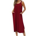 thumbnail image 3 of Yuyuzo Robe Sans Manches pour Femmes, Col Rond, Fendue, Ample, Robe Débardeur, Couverture de Plage, Robes Longues Maxi avec Poche, 3 of 7