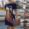 thumbnail image 2 of Short Dress Off Shoulder Skin-friendly Polyester Vintage Bodycon Midi Party Cocktail Dress for Prom, 2 of 8