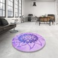 thumbnail image 4 of Ahgly Company Machine Washable Indoor Round Transitional Blossom Pink Area Rugs, 4' Round, 4 of 7
