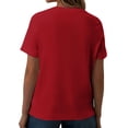 thumbnail image 5 of Jsaierl Womens Button Front Tops Solid Color Short Sleeve V Neck Shirts Basic Summer Relaxed Blouses Casual Going Out Holiday Tees, 5 of 5