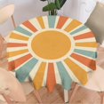 thumbnail image 4 of Boho Sunset Round Tablecloth, Vintage 70s Rainbow Sunrise Geometric Abstract Art Table Cloth Cover for Decoration Holiday Parties Kitchen Dining Picnic, Round(60x60in), 4 of 6