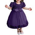 thumbnail image 2 of Robe Mi-Mollet à Manches Courtes et Col Rond, Tenue Formelle pour Enfants Incluant de Longues Robes Florales, Robes de Princesse, Robes à Fleurs pour Enfants, Robes de Mariage, Etc., 2 of 7