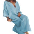 thumbnail image 2 of CHUANK Robe Maxi Ample à Manches Longues en Coton et Lin pour Femmes, Grande Taille, Unie, Boutonnée, 2 of 3