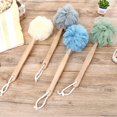 thumbnail image 4 of Wooden Long Handle Bath Brush Soft Nylon Mesh Back Scrubber Shower Body Cleaner, 4 of 10