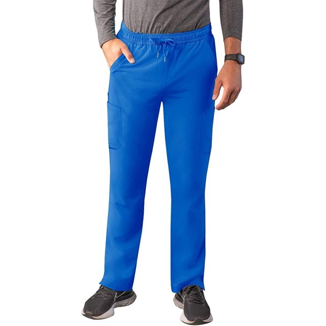 Adar Addition Scrubs for Men - Slim Leg Cargo Drawstring Scrub Pants - A6106 - Royal Blue - M