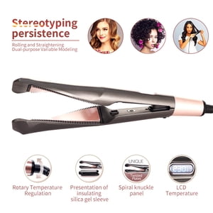 Spiral Twist Hair Straightener Curling Bar Electric Hairdressing Temperature Heating Control Comb 360° Swivel Cable for Salon Home Daily Use Portable