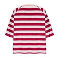 thumbnail image 3 of Penkiiy Chemise pour Femme en Lin à Manches 3/4, Chemise à Col Rond Unie à la Mode, Chemise à Manches Longues à Col Rond pour Femme/chemise 2TG Rouge, 3 of 4