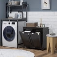 thumbnail image 2 of HOMCOM Tilt-Out Laundry Storage Cabinet with Two-Compartment Hamper, Black, 2 of 10