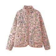 EGNMCR Womens Long Puffer Coat, Long Sleeve Padded Winter Down Coats, Hooded Parka Jacket Women's Casual Jacket Cardigan Fashionable Printed Loose Top Jacket Long Sleeved Jacket Women Coat