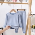 thumbnail image 2 of Children's Striped Round Neck Long Sleeve Top Elastic Waist Pants Mid Size Home Suit Lounge Set, 2 of 3