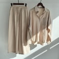 thumbnail image 2 of XZNGL Spring And Summer Two-piece Color-blocking Single-breasted Long-sleeved Lapel Shirt Shorts Loose Fashion Casual Suit, 2 of 9