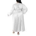 thumbnail image 5 of LUXUR Femmes Maxi Robe de Cou Robes de Couleur Unie Décontracté en Vrac Manches Longues Blanc 3XL, 5 of 5