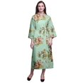 thumbnail image 1 of Bimba Pastel Mint Floral Leaves & Kiko Rose Printed Womens Robes Long Soft Kimono Robe Cotton Bride Getting Ready Robe Long L, 1 of 5