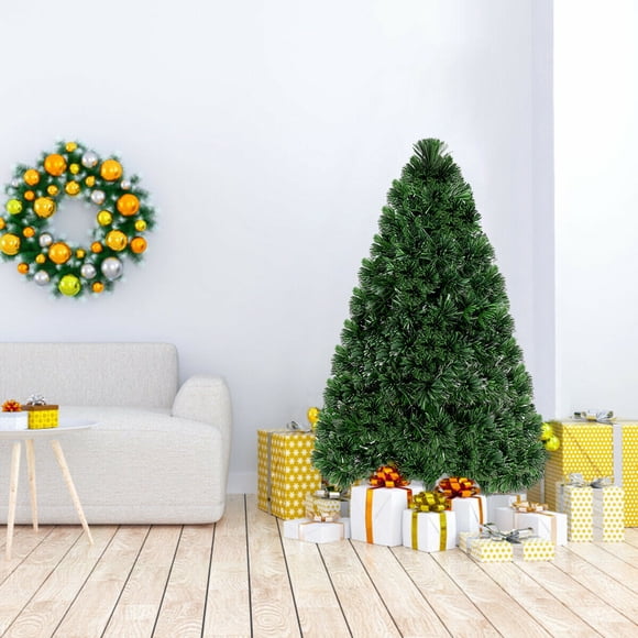 Costway 4Ft Pre-Lit Fiber Optic Artificial PVC Christmas Tree w/ Metal Stand
