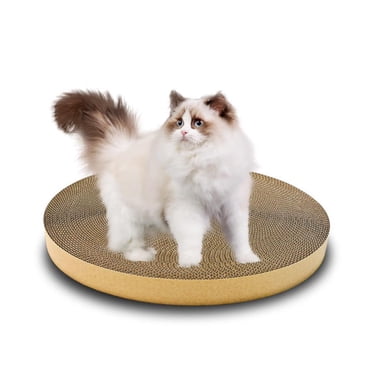 Cat Scratcher Cardboard Round - 38cm Diameter Corrugated Scratching Pad with Mesh (2.8cm Height) for Indoor Kittens