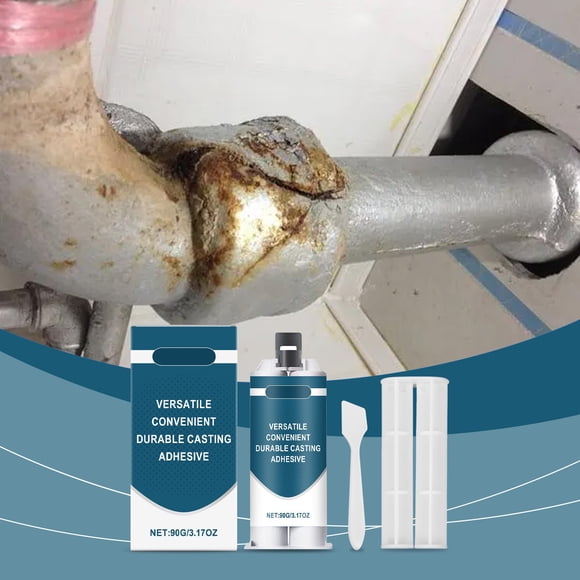 blue Metal Repair Adhesive High Strength Casting Glue For Pipe Fix Household Industrial Use 2-In-1 Automatic Mixing Epoxy Putty 3.17 Oz 90G