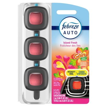 Febreze AUTO Air Freshener Vent Clip Gain Island Fresh, 2ml Car Vent Clip, Pack of 3