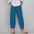 thumbnail image 1 of Women's Summer Comfortable Loose Wide Legged Fashion Solid Color Capris RXIRUCGD Bleu, Taille: S, 1 of 5
