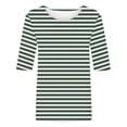 thumbnail image 4 of Enjoytime Hauts pour Femmes Tendance à Rayures Col Ras du Cou Manches Mi-Longues Chemises Blouses Décontractées Blouse de Bureau Travail Grande Taille, 4 of 5