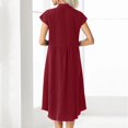 thumbnail image 4 of Ovzne Robes Grande Taille pour Femmes aux Formes Robe d'Été Mode Femmes Été Boutonnée Décontractée Unie Col en V Manches Courtes Robe Grande Taille Liquidation, 4 of 5