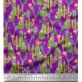thumbnail image 1 of Soimoi Purple Rayon Fabric Flower & Cactus Tree Fabric Prints by Yard 42 Inch Wide, 1 of 3
