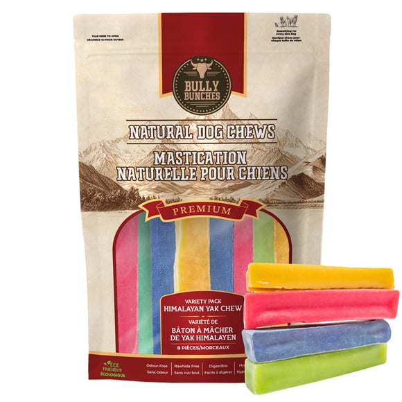 Bully Bunches Himalayan Yak Chew Natural Dog Treats, 8-pack