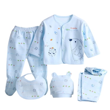 Baby Girl Newborn Outfit 5PCS Newborn Baby Boy Girl Long Sleeve Tops+Hat+Pants +Bib Outfit Set