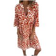 thumbnail image 2 of Ovzne Robes pour Femmes Robe d'Été Mode pour Femmes Décontractée Imprimée à Boutons Robe d'Été à Manches Courtes à Col en V Robe de Printemps à Manches Courtes Imprimée Liquidation, 2 of 7