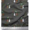 thumbnail image 1 of Soimoi Satin Silk Fabric Carrot & Rabbit Dots Print Fabric by the Yard 42 Inch Wide, 1 of 5