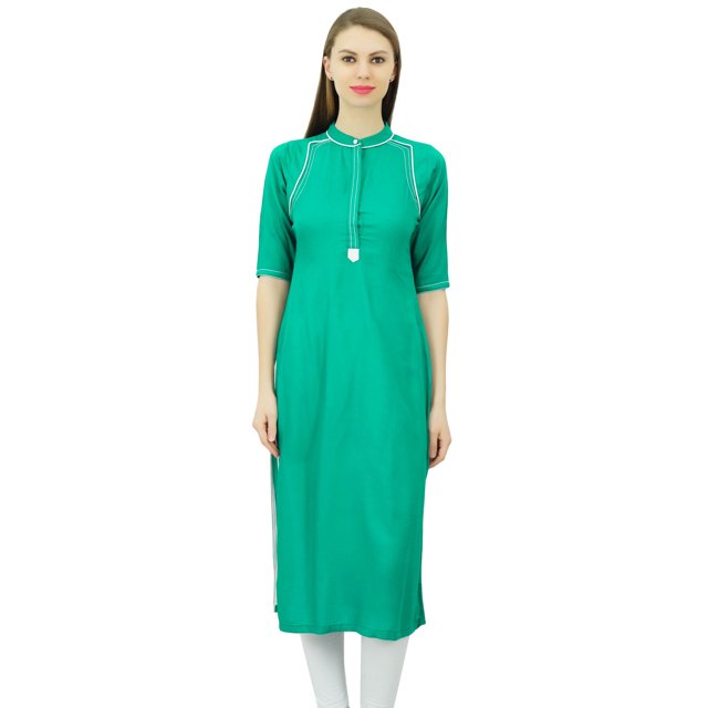 Phagun Kurti à Col Mandarin pour Femmes Tunique Ethnique Indienne Haut Kurta en Rayonne pour Dames
