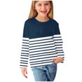 thumbnail image 1 of MeetoTime Chemises à Manches Longues pour Filles, Col Rond Rayé Imprimé, Blouses Décontractées et Élégantes, Pull pour Enfants 3-14 Ans, 1 of 6
