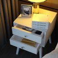 thumbnail image 4 of Gymax Table de Chevet en Bois Style Mi-Siècle Table d'Extrémité Latérale Chambre avec 2 Tiroirs de Rangement Blanc, 4 of 9