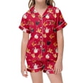 thumbnail image 2 of MIASHUI Girls 2-Piece Pajamas Set Animal Chicken Pattern Button-Down Boys Sleepwear,Red,10-11 Years, 2 of 4