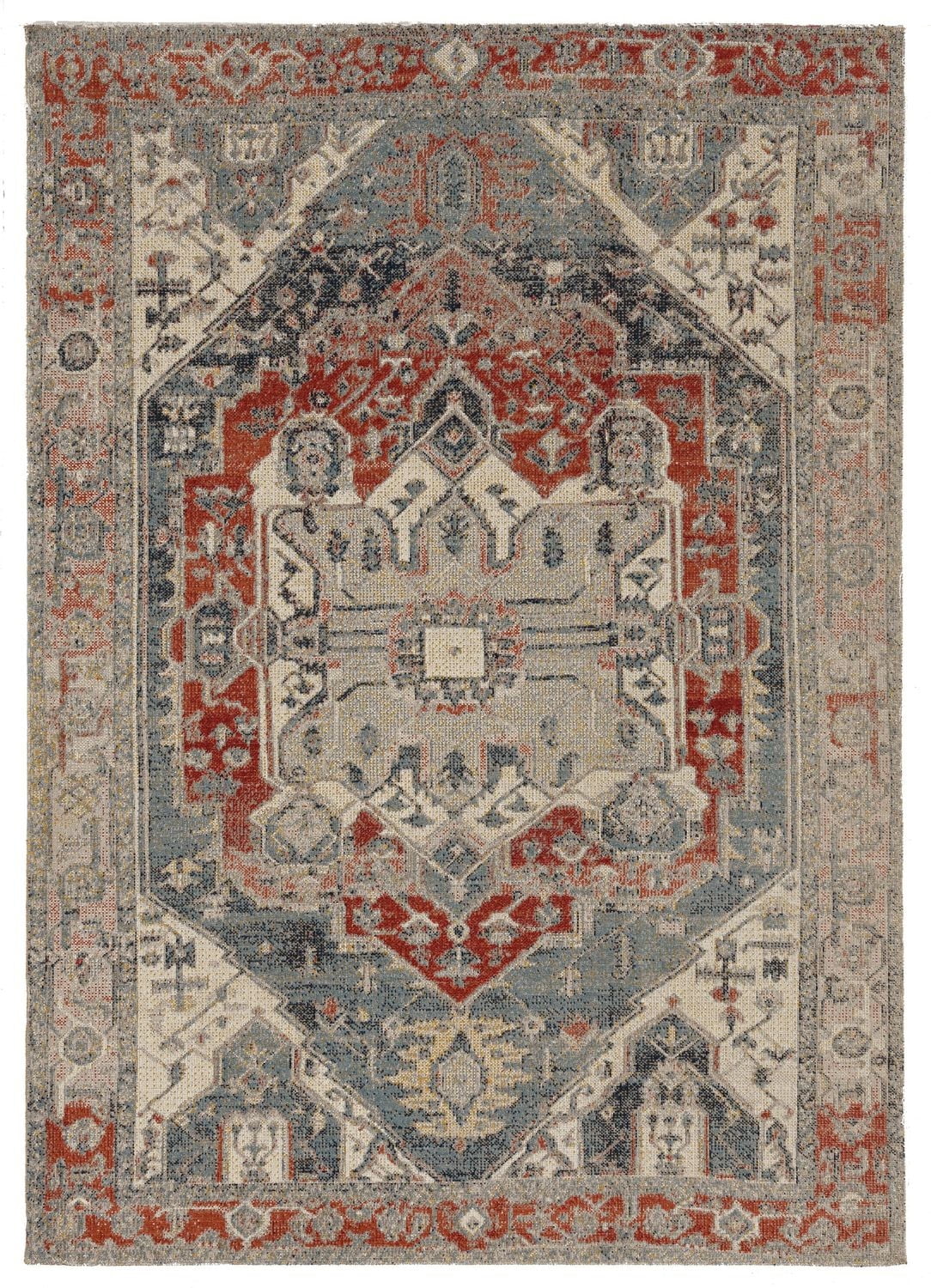 Tapis Grand Zéro Anlow ivoire & bleu de 5 pi x 7 pi 6 po