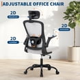 thumbnail image 2 of BeesClover Office Desk Chair with High Back Mesh, Adjustable Headrest and Lumbar Support, Flip-Up Armrests – Rolling Computer Chair for Home Office, Study, 2 of 8
